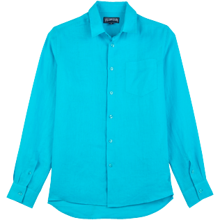 Photo de Homme AUTRES Uni - Chemise en Lin homme unie, Azur vue de face Photo de Homme AUTRES Uni - Chemise en Lin homme unie, Azur vue de face