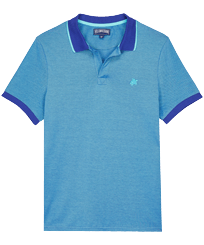 Men Others Solid - Men Changing Cotton Pique Polo Shirt Solid, Azure front view
