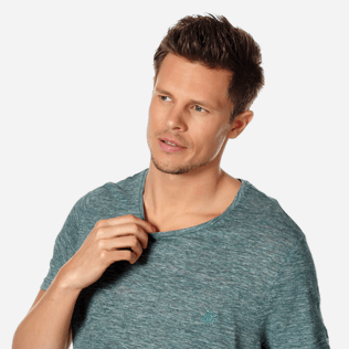 Uomo Altri Unita - T-shirt uomo in jersey di lino tinta unita, Heather green blue supp1 Uomo Altri Unita - T-shirt uomo in jersey di lino tinta unita, Heather green blue supp1