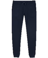 Pantalones de chándal en algodón de color liso para hombre Azul marino vista frontal