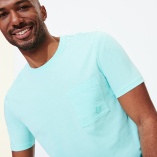 Bild von Herren Andere Uni - Einfarbiges T-Shirt aus Bio-Baumwolle für Herren, Lagune Details Ansicht 1 Bild von Herren Andere Uni - Einfarbiges T-Shirt aus Bio-Baumwolle für Herren, Lagune Details Ansicht 1