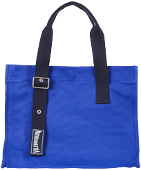 Kleine Einfarbige Strandtasche aus Baumwolle Purple blue Vorderansicht