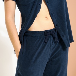 Uomo Altri Unita - Pantaloni unisex in spugna jacquard con girovita elasticizzato, Blu marine dettagli vista 2