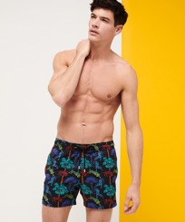 Men Others Printed - Men Stretch Swimwear Tiger Leap, Black front worn view
