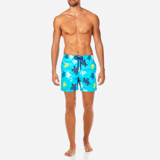 Men Classic / Moorea Printed - Multicolor Turtles Swim shorts, Azure frontworn Men Classic / Moorea Printed - Multicolor Turtles Swim shorts, Azure frontworn