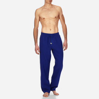 Men Others Solid - Men Linen Pants Solid, Neptune blue frontworn Men Others Solid - Men Linen Pants Solid, Neptune blue frontworn