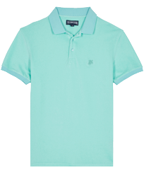 Men Others Solid - Men Terry Polo Shirt Solid, Lagoon front view