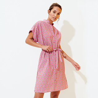 Women Others Printed - Women Cotton Shirt Dress Indian Ceramic, Pink berries supp6 Women Others Printed - Women Cotton Shirt Dress Indian Ceramic, Pink berries supp6