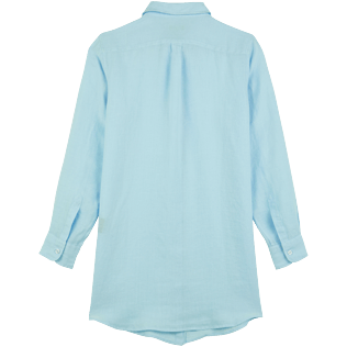 Women Others Solid - Women Linen Shirt Dress Solid, Sky blue back Women Others Solid - Women Linen Shirt Dress Solid, Sky blue back