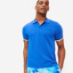 Herren Andere Uni - Solid Polohemd aus Baumwollpikee für Herren, Sea blue Vorderseite getragene Ansicht