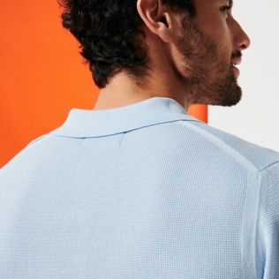 Herren Andere Uni - Leichtes Baumwoll-Polohemd für Herren, Pastelblau Details Ansicht 3