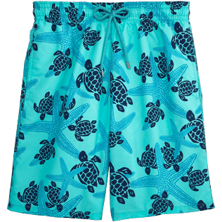 Men Long classic Printed - Starlettes & Turtles Long Cut Swim shorts, Lagoon front Men Long classic Printed - Starlettes & Turtles Long Cut Swim shorts, Lagoon front