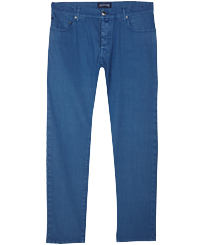 Uomo Altri Unita - Pantaloni uomo a 5 tasche in lino e cotone, Oceano vista frontale
