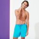 Men Classic Solid - Men Swim Trunks Solid, Azure frontworn Men Classic Solid - Men Swim Trunks Solid, Azure frontworn