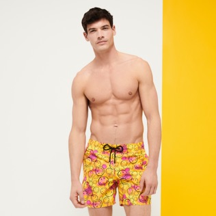 Men Others Printed - Men Swimwear Monsieur André - Vilebrequin x Smiley®, Lemon front worn view